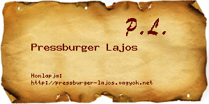 Pressburger Lajos névjegykártya